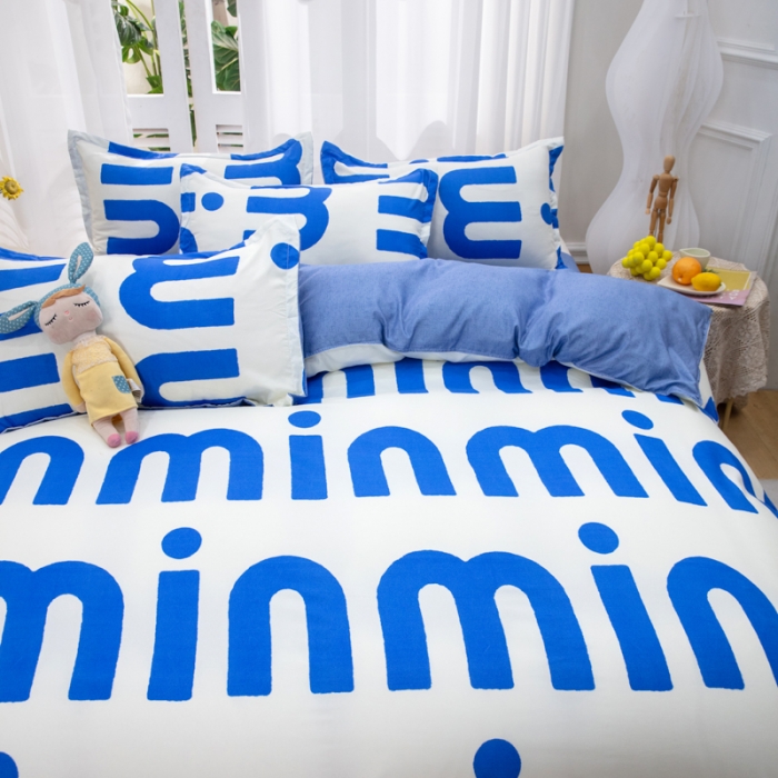 91家纺网 家纺一手货源 找家纺 2023新款亲肤棉美棉芦荟棉四件套美棉（8月）新花色 潮流-蓝