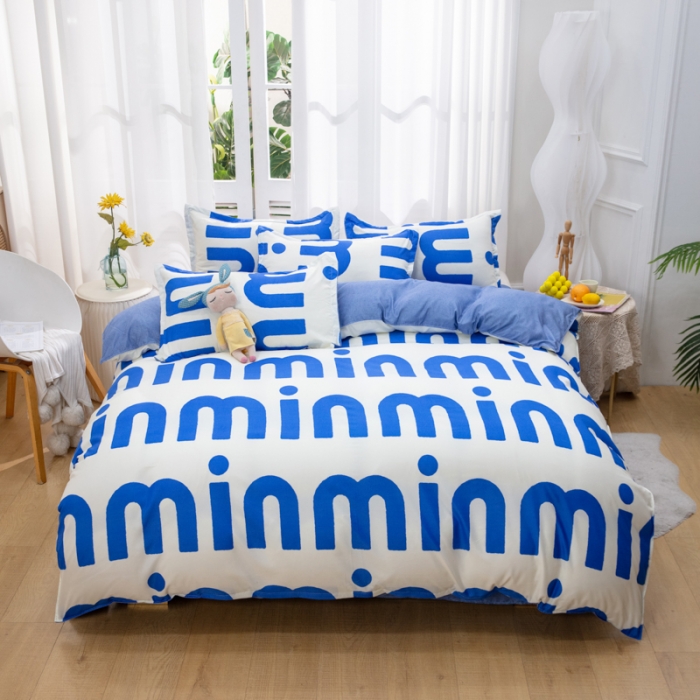 91家纺网 家纺一手货源 找家纺 2023新款亲肤棉美棉芦荟棉四件套美棉（8月）新花色 潮流-蓝