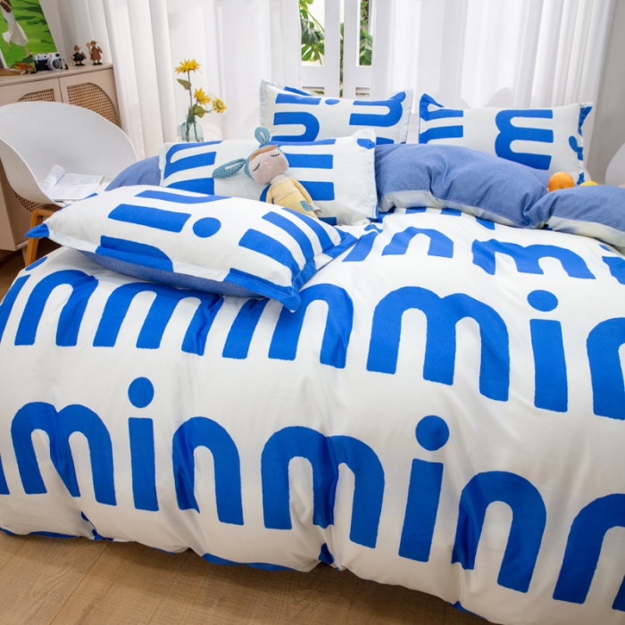 91家纺网 家纺一手货源 找家纺 2023新款亲肤棉美棉芦荟棉四件套美棉（8月）新花色 潮流-蓝