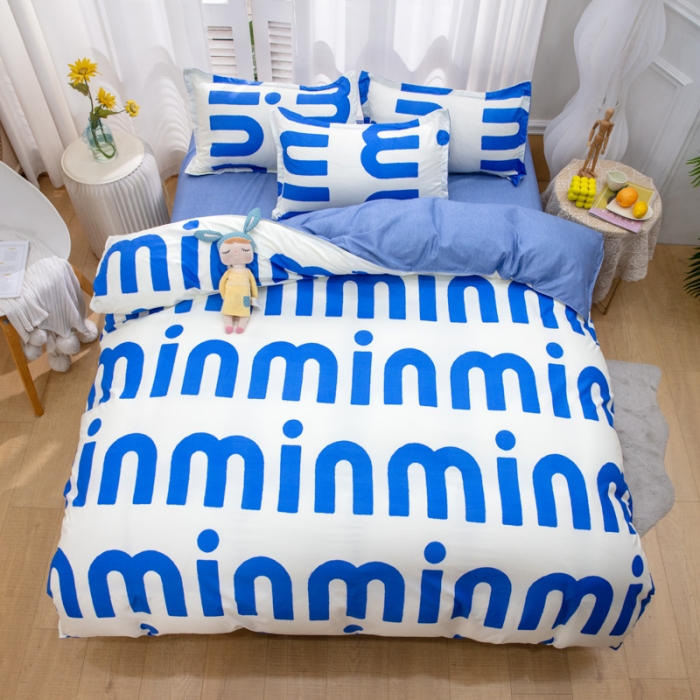 91家纺网 家纺一手货源 找家纺 2023新款亲肤棉美棉芦荟棉四件套美棉（8月）新花色 潮流-蓝