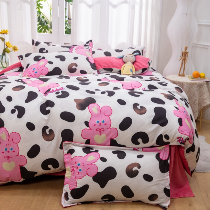 91家纺网 家纺一手货源 找家纺 2023新款亲肤棉美棉芦荟棉四件套美棉（8月）新花色 豹纹兔