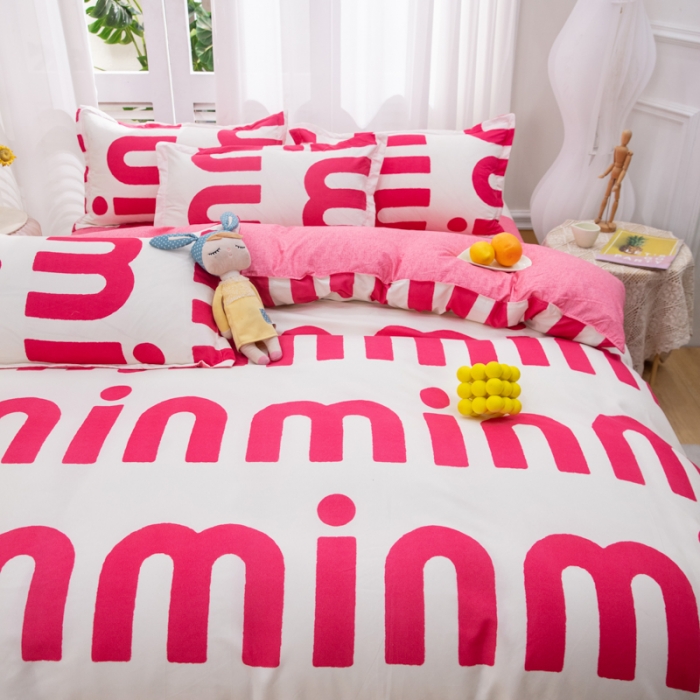 91家纺网 家纺一手货源 找家纺 2023新款亲肤棉美棉芦荟棉四件套美棉（8月）新花色 潮流-粉