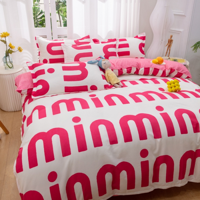 91家纺网 家纺一手货源 找家纺 2023新款亲肤棉美棉芦荟棉四件套美棉（8月）新花色 潮流-粉