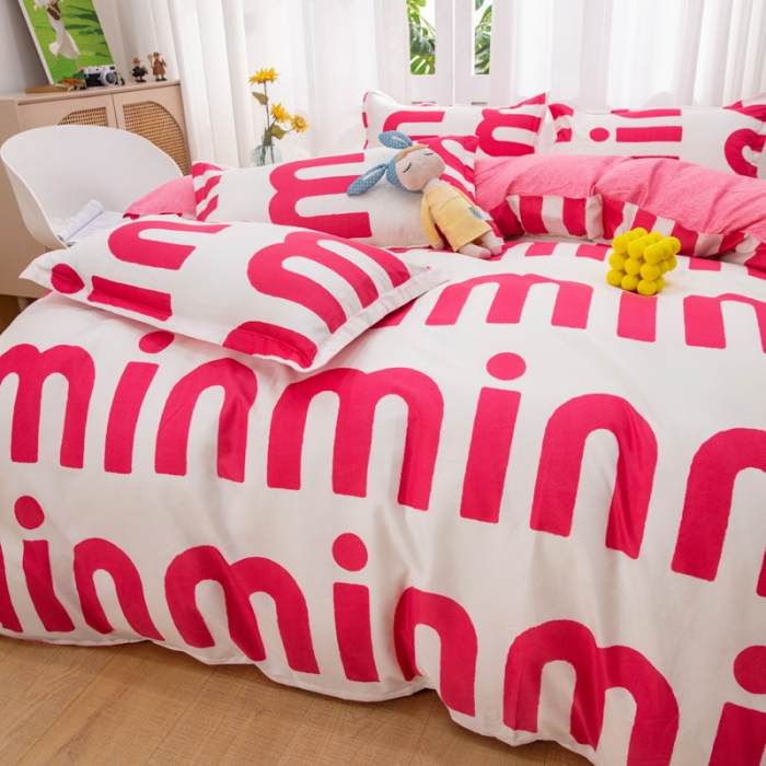 91家纺网 家纺一手货源 找家纺 2023新款亲肤棉美棉芦荟棉四件套美棉（8月）新花色 潮流-粉