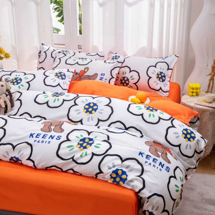 91家纺网 家纺一手货源 找家纺 2023新款亲肤棉美棉芦荟棉四件套美棉（8月）新花色 巴黎世家