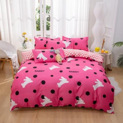 91家纺网 家纺一手货源 找家纺 2023新款亲肤棉美棉芦荟棉四件套美棉（8月）新花色 波点兔