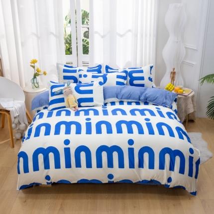 91家纺网 家纺一手货源 找家纺 2023新款亲肤棉美棉芦荟棉四件套美棉（8月）新花色 潮流-蓝