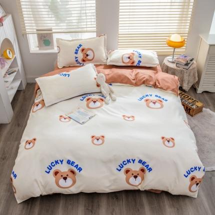 91家纺网 家纺一手货源 找家纺 2023新款亲肤棉美棉芦荟棉四件套美棉（8月）新花色 幸运熊