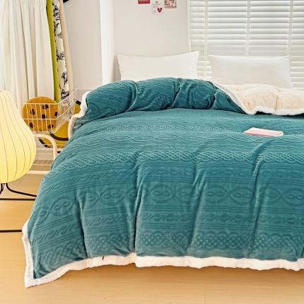 法澳 2023新款220克牛奶绒雕花烂花多功能单被套 爱莎-宾利蓝