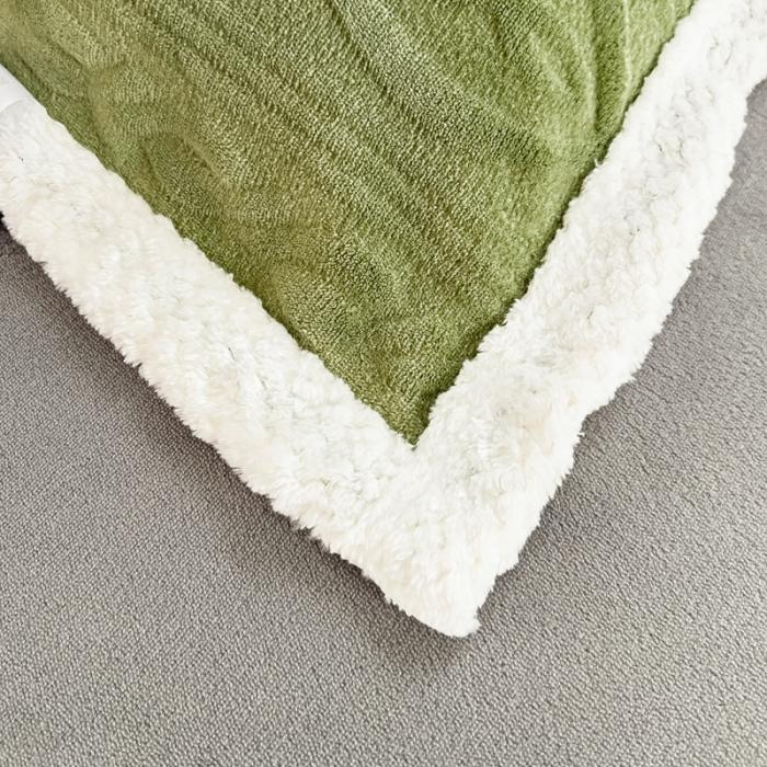 91家纺网 家纺一手货源 找家纺 法澳 2023新款220克牛奶绒雕花烂花多功能单被套 爱莎-牛油果绿