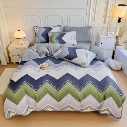 91家纺网 家纺一手货源 找家纺 （总）琪琪阁 2023新款A棉B绒棉加绒牛奶绒四件套单被套