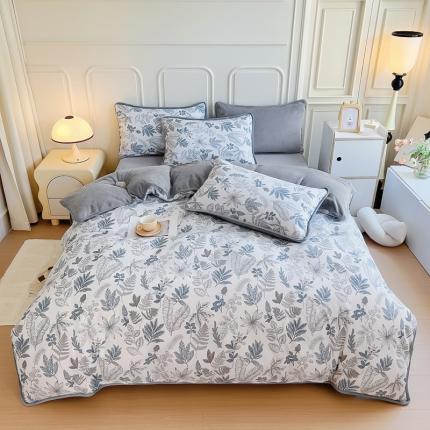 91家纺网 家纺一手货源 找家纺 （总）琪琪阁 2023新款A棉B绒棉加绒牛奶绒四件套单被套