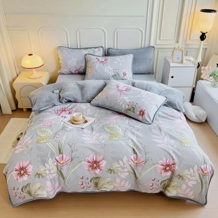 91家纺网 家纺一手货源 找家纺 （总）琪琪阁 2023新款A棉B绒棉加绒牛奶绒四件套单被套