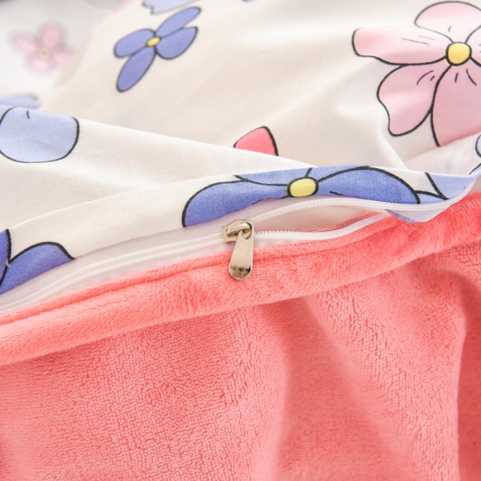 91家纺网 家纺一手货源 找家纺 琪琪阁 2023新款A棉B绒棉加绒牛奶绒四件套单被套 初恋日记