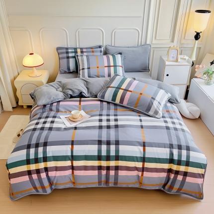 91家纺网 家纺一手货源 找家纺 琪琪阁 2023新款A棉B绒棉加绒牛奶绒四件套单被套 简约人生,简约人生