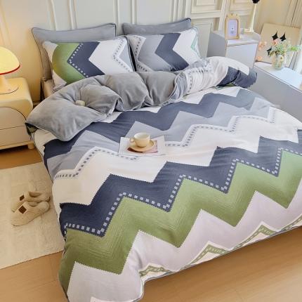 琪琪阁 2023新款A棉B绒棉加绒牛奶绒四件套单被套 克洛伊