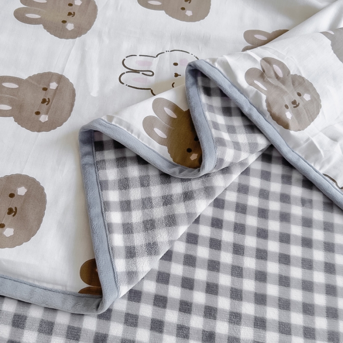 91家纺网 家纺一手货源 找家纺 琪琪阁 2023新款A棉B绒棉加绒牛奶绒四件套单被套 萌萌兔