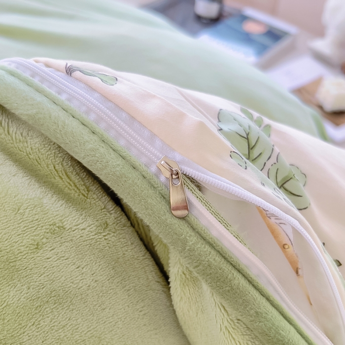 91家纺网 家纺一手货源 找家纺 琪琪阁 2023新款A棉B绒棉加绒牛奶绒四件套单被套 蘑菇屋