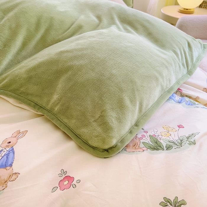 91家纺网 家纺一手货源 找家纺 琪琪阁 2023新款A棉B绒棉加绒牛奶绒四件套单被套 蘑菇屋