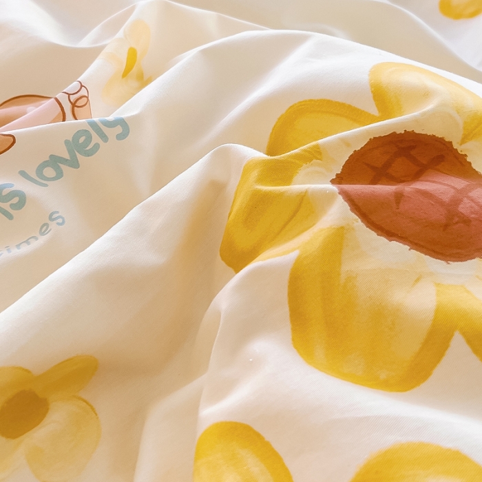 91家纺网 家纺一手货源 找家纺 琪琪阁 2023新款A棉B绒棉加绒牛奶绒四件套单被套 向阳花开