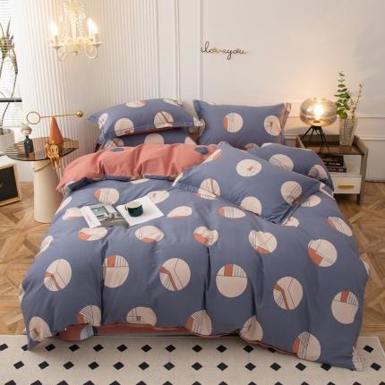 91家纺网 家纺一手货源 找家纺 柠馨 2023新款全棉3221磨毛印花四件套 圈圈爱