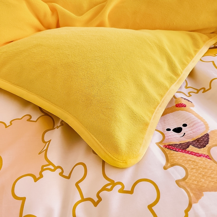 91家纺网 家纺一手货源 找家纺 琪琪阁 2023新款A棉B绒棉加绒牛奶绒四件套单被套 小可爱