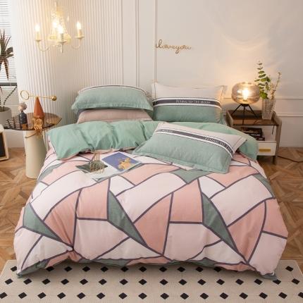 91家纺网 家纺一手货源 找家纺 柠馨 2023新款全棉3221磨毛印花四件套 曼哈顿