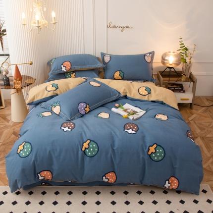 柠馨 2023新款全棉3221磨毛印花四件套 草莓屋