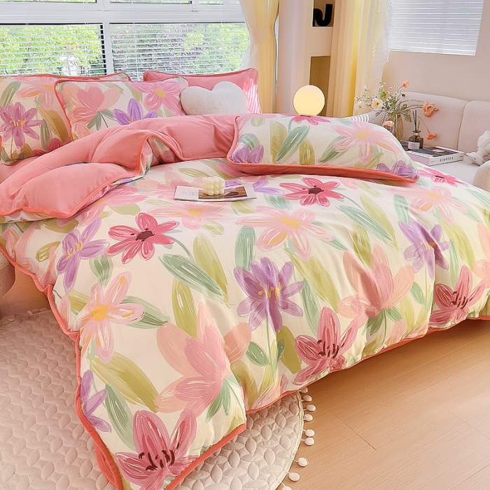 91家纺网 家纺一手货源 找家纺 琪琪阁 2023新款A棉B绒棉加绒牛奶绒四件套单被套 雅蔓