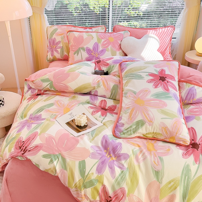 91家纺网 家纺一手货源 找家纺 琪琪阁 2023新款A棉B绒棉加绒牛奶绒四件套单被套 雅蔓