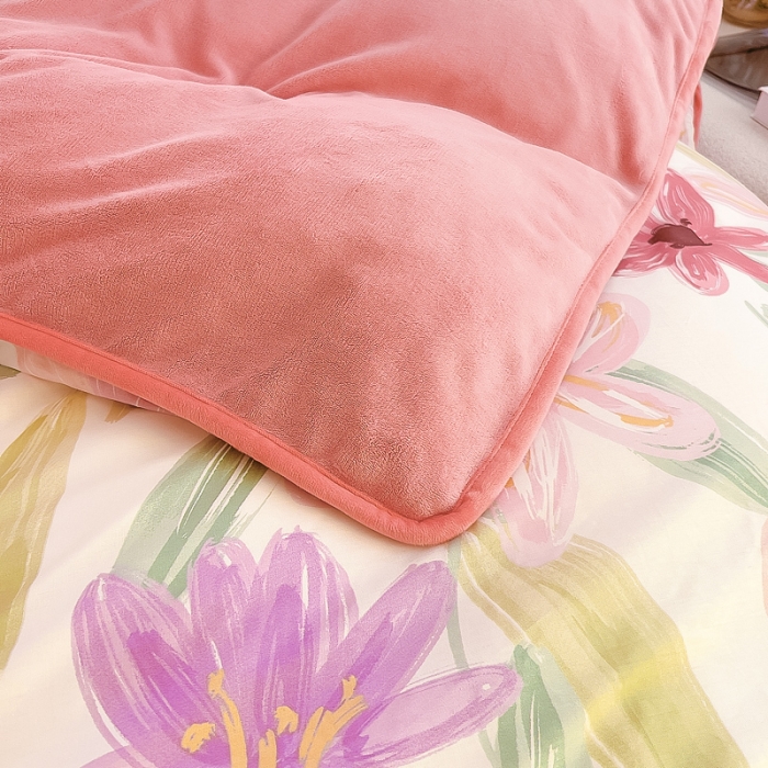 91家纺网 家纺一手货源 找家纺 琪琪阁 2023新款A棉B绒棉加绒牛奶绒四件套单被套 雅蔓