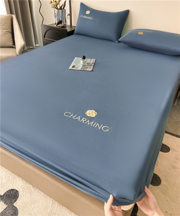 91家纺网 家纺一手货源 找家纺 古吉梦 2024新款A类抗菌防螨磨毛床笠 磨毛床笠朵拉-宾利蓝