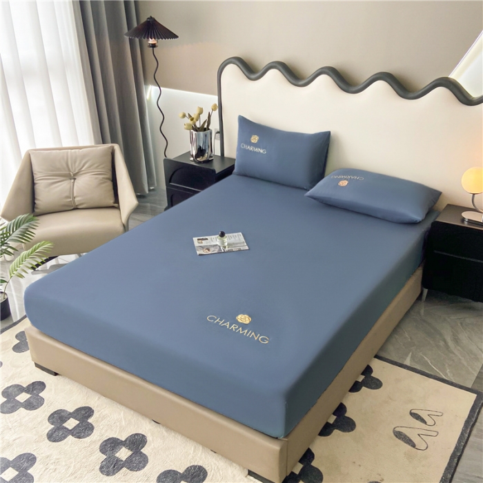 91家纺网 家纺一手货源 找家纺 古吉梦 2024新款A类抗菌防螨磨毛床笠 磨毛床笠朵拉-宾利蓝