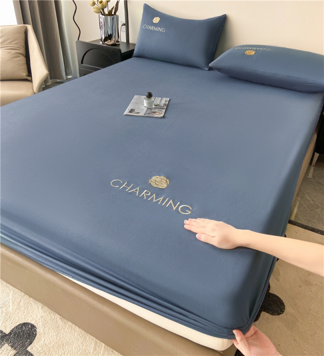 91家纺网 家纺一手货源 找家纺 古吉梦 2024新款A类抗菌防螨磨毛床笠 磨毛床笠朵拉-宾利蓝