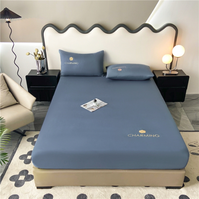 91家纺网 家纺一手货源 找家纺 古吉梦 2024新款A类抗菌防螨磨毛床笠 磨毛床笠朵拉-宾利蓝