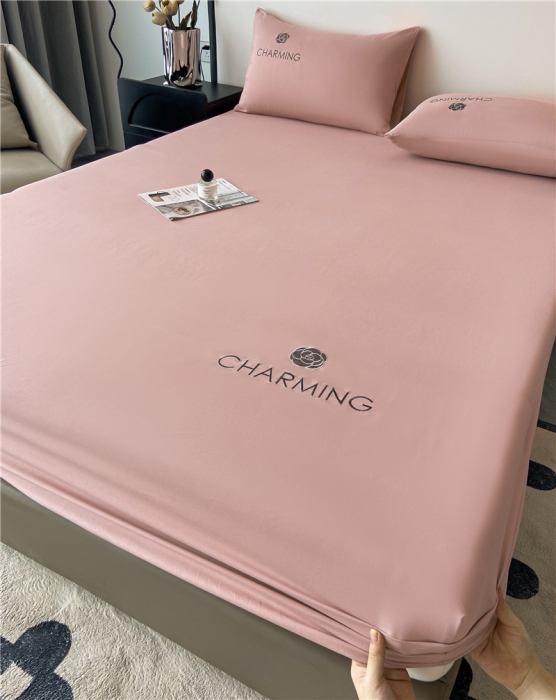 91家纺网 家纺一手货源 找家纺 古吉梦 2024新款A类抗菌防螨磨毛床笠 磨毛床笠朵拉-豆沙