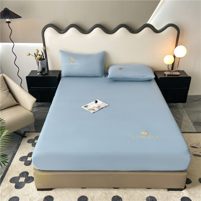 91家纺网 家纺一手货源 找家纺 古吉梦 2024新款A类抗菌防螨磨毛床笠 磨毛床笠朵拉-梵高蓝（海青)