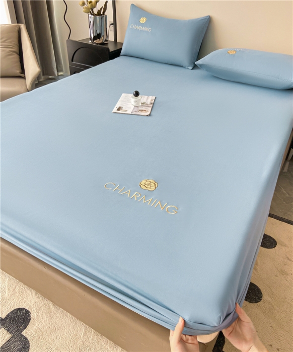 91家纺网 家纺一手货源 找家纺 古吉梦 2024新款A类抗菌防螨磨毛床笠 磨毛床笠朵拉-梵高蓝（海青)