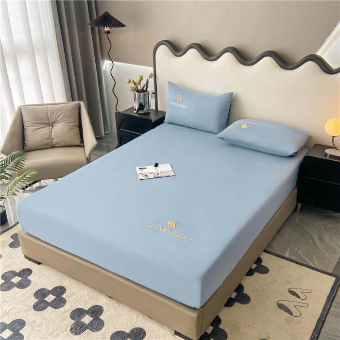 91家纺网 家纺一手货源 找家纺 古吉梦 2024新款A类抗菌防螨磨毛床笠 磨毛床笠朵拉-梵高蓝（海青)