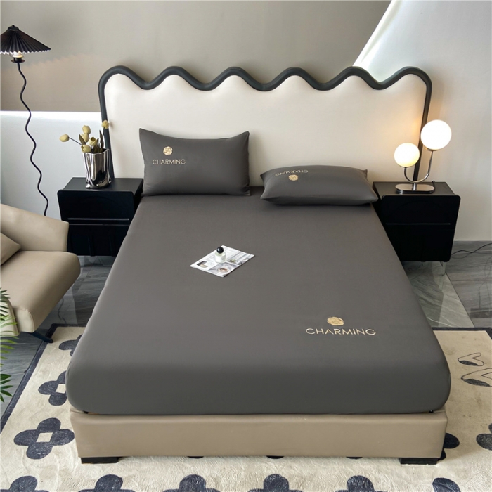 91家纺网 家纺一手货源 找家纺 古吉梦 2024新款A类抗菌防螨磨毛床笠 磨毛床笠朵拉-高级灰