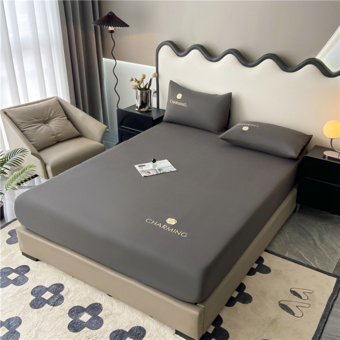 91家纺网 家纺一手货源 找家纺 古吉梦 2024新款A类抗菌防螨磨毛床笠 磨毛床笠朵拉-高级灰