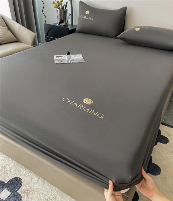 91家纺网 家纺一手货源 找家纺 古吉梦 2024新款A类抗菌防螨磨毛床笠 磨毛床笠朵拉-高级灰