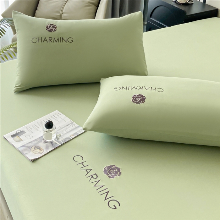 91家纺网 家纺一手货源 找家纺 古吉梦 2024新款A类抗菌防螨磨毛床笠 磨毛床笠朵拉-果绿