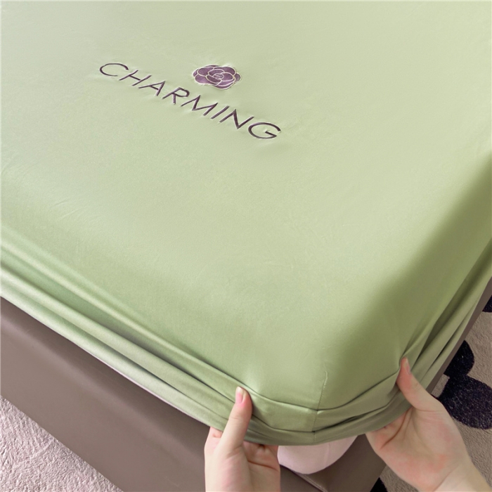 91家纺网 家纺一手货源 找家纺 古吉梦 2024新款A类抗菌防螨磨毛床笠 磨毛床笠朵拉-果绿