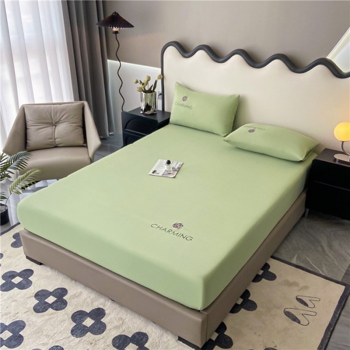 91家纺网 家纺一手货源 找家纺 古吉梦 2024新款A类抗菌防螨磨毛床笠 磨毛床笠朵拉-果绿