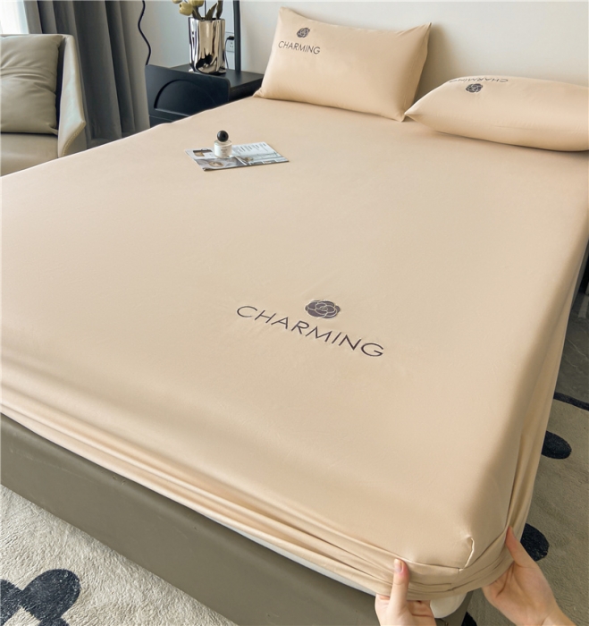 91家纺网 家纺一手货源 找家纺 古吉梦 2024新款A类抗菌防螨磨毛床笠 磨毛床笠朵拉-奶茶