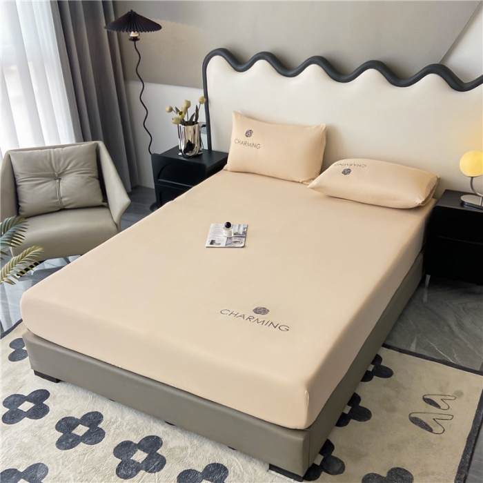 91家纺网 家纺一手货源 找家纺 古吉梦 2024新款A类抗菌防螨磨毛床笠 磨毛床笠朵拉-奶茶