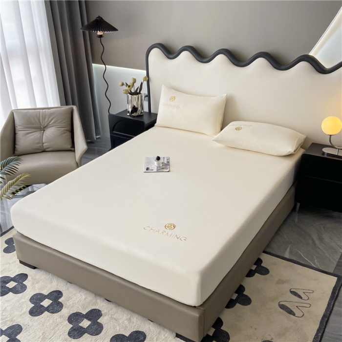 91家纺网 家纺一手货源 找家纺 古吉梦 2024新款A类抗菌防螨磨毛床笠 磨毛床笠朵拉-奶昔白