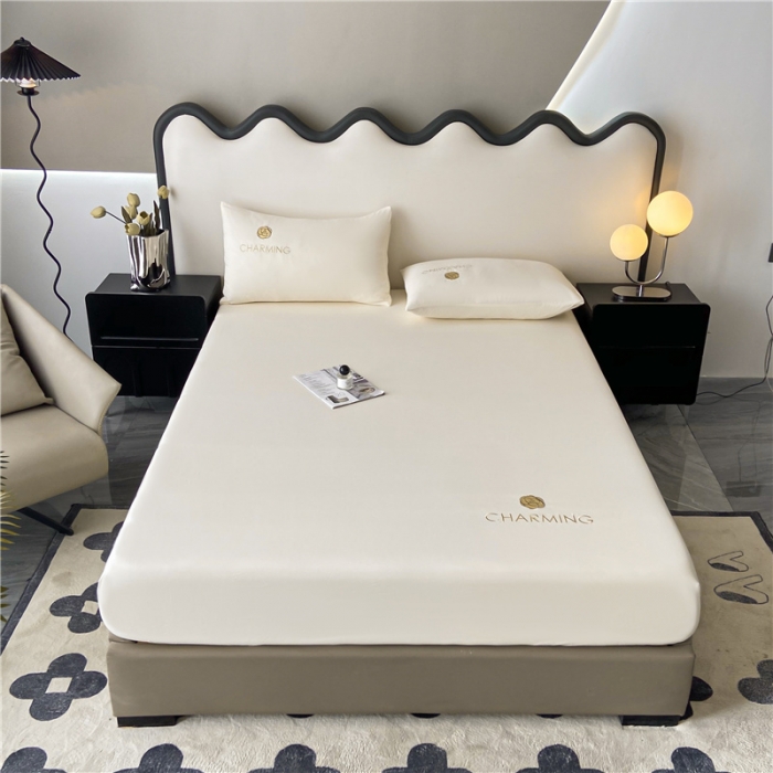 91家纺网 家纺一手货源 找家纺 古吉梦 2024新款A类抗菌防螨磨毛床笠 磨毛床笠朵拉-奶昔白