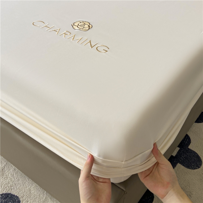 91家纺网 家纺一手货源 找家纺 古吉梦 2024新款A类抗菌防螨磨毛床笠 磨毛床笠朵拉-奶昔白